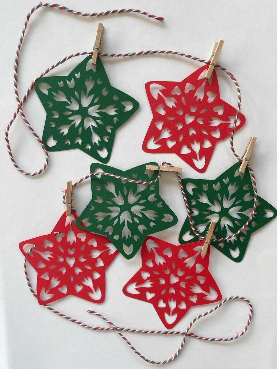 Star Papercut Garland (Red and Green)