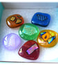 6 Rainbow fused glass Dichroic decorated cabochons flat back nuggets jewellery
