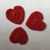 Crochet Red Heart Appliques Embellishments