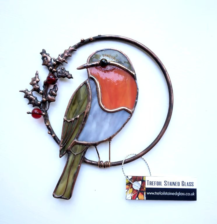 Stained Glass Robin Ring - handmade in Hampshire