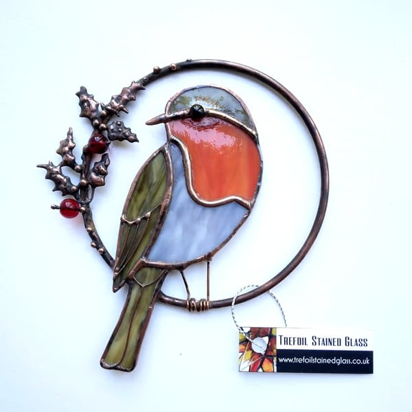 Stained Glass Robin Ring - handmade in Hampshire