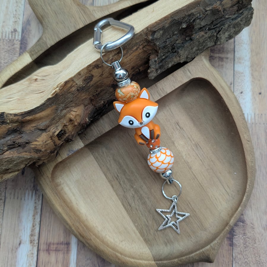 Fox themed bag charm , fox lover keyring, gift for her. 