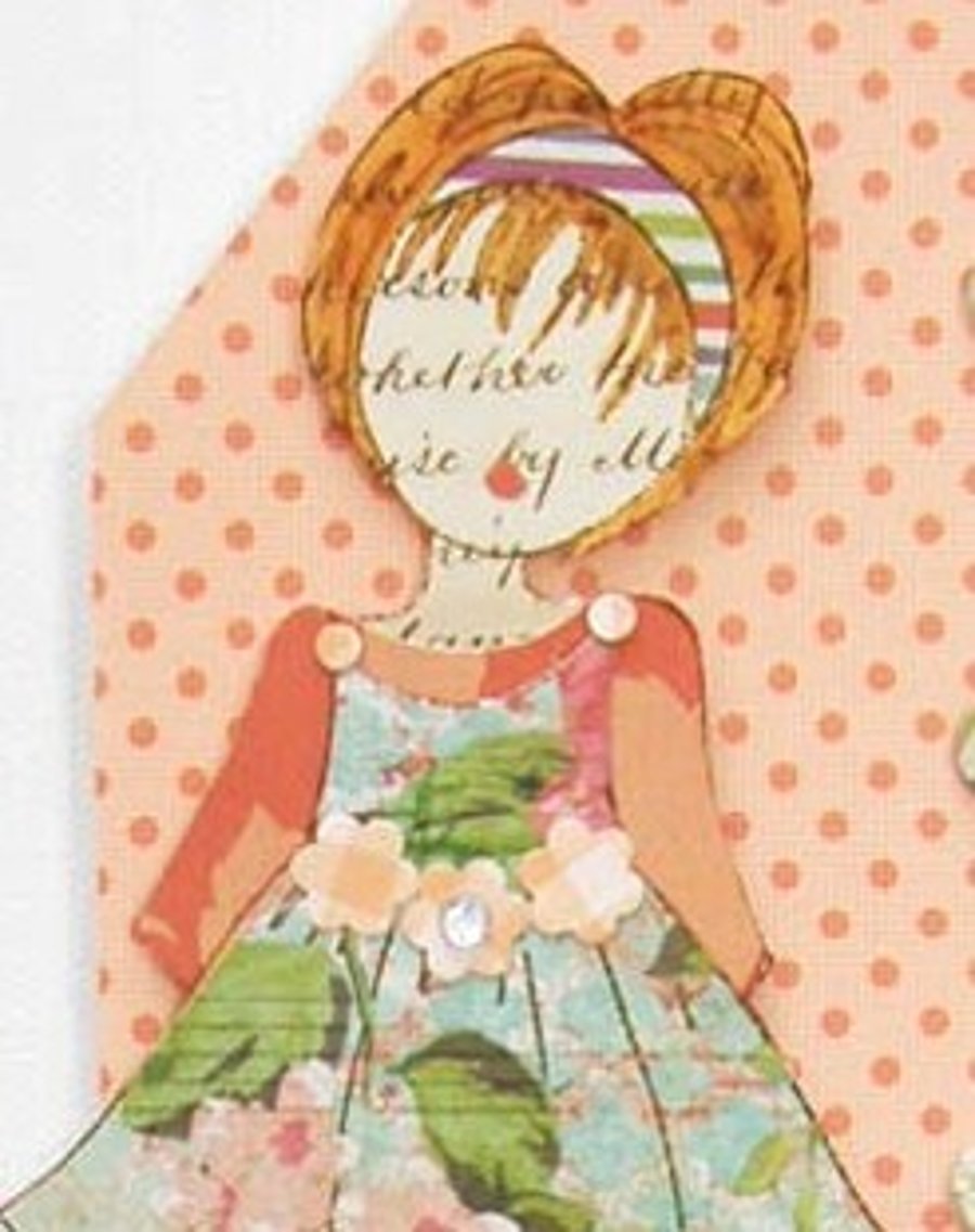 Handmade Doll Card, Emma in Autumn Colours