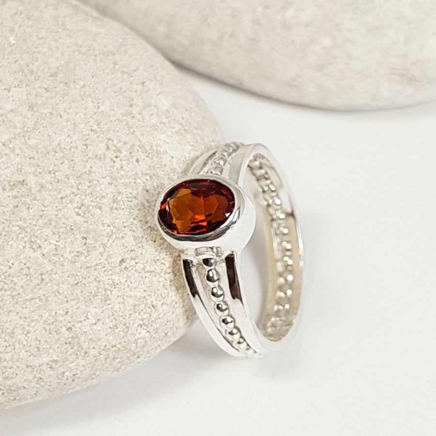 Sterling Silver Ring With A Stunning Madeira Citrine  (Free UK Delivery) 