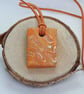 Bright orange rectangular polymer clay pendant  - Image 3