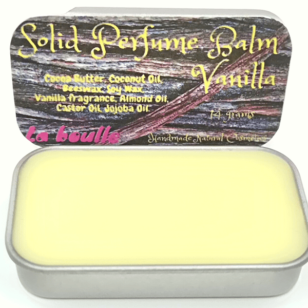 Vanilla Solid Natural Perfume Balm. For sensitive skin. Handmade. UK.