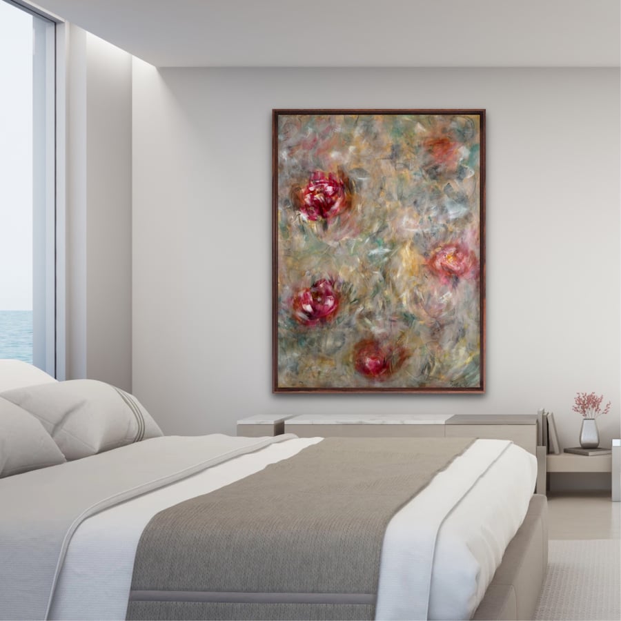 Original abstract one of a kind Shabby Chic Garden 