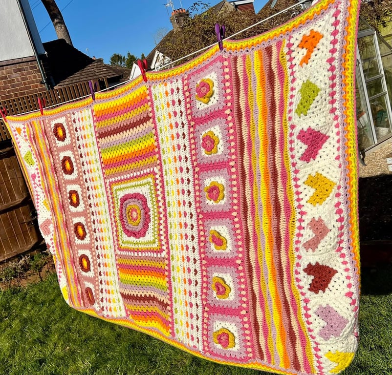 Hearts and Flowers Crochet Blanket