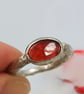 Textured Silver Ring with Faceted Garnet Slice : Size K - Image 2