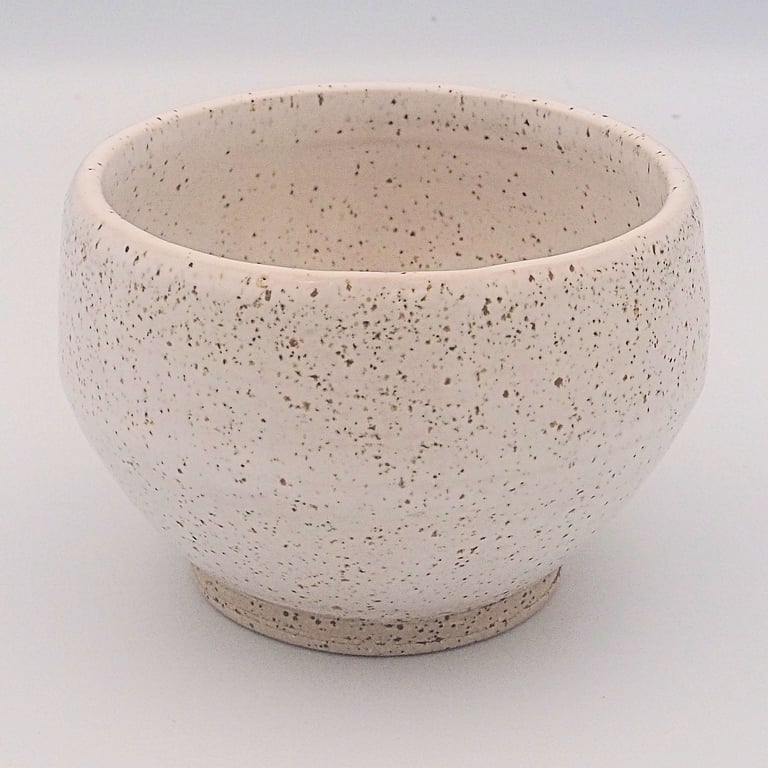 Stoneware small bowl, white speckled glaze.