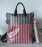 Backpack - Red and Grey Pinstripe Oilcloth Compact Backpack perfectly imperfect
