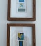 Pretty Patterned Blue Green Yellow Handstitched Geometric Small Art Pictures - Image 9