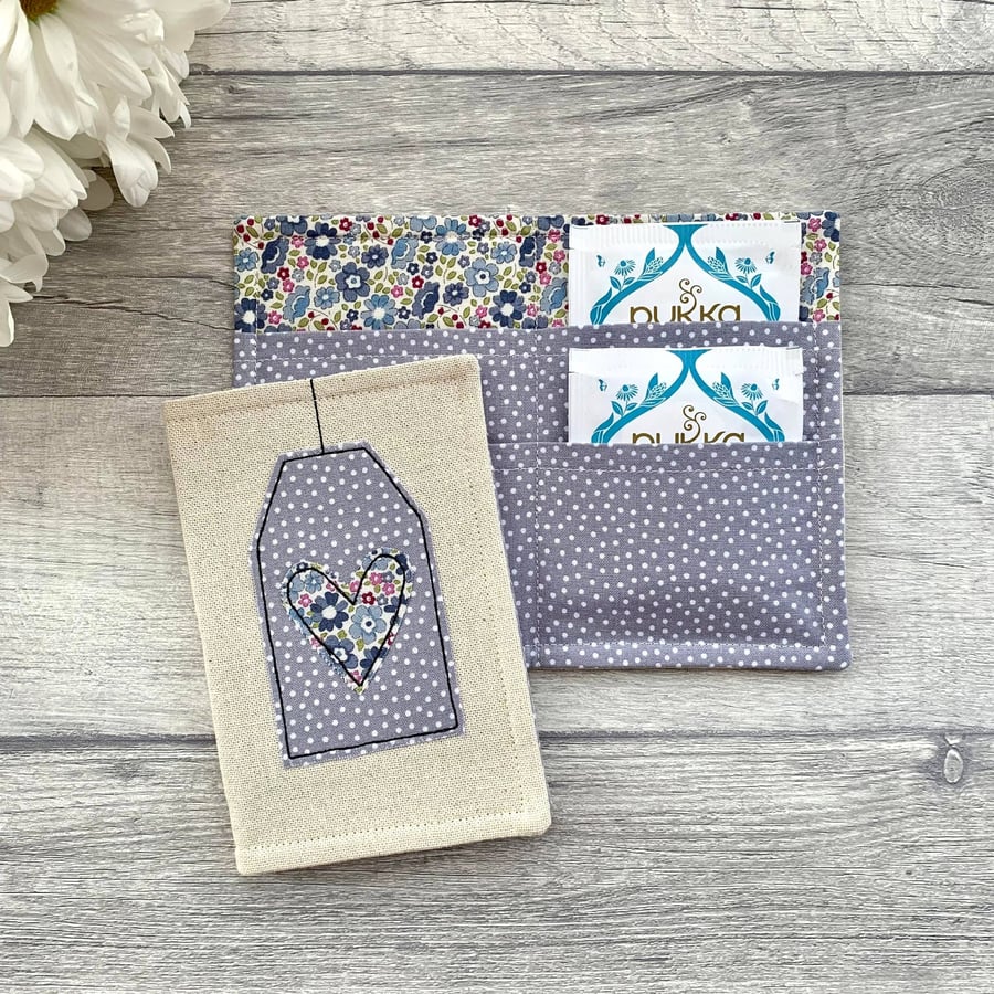 Tea bag wallet, tea gift idea Folksy
