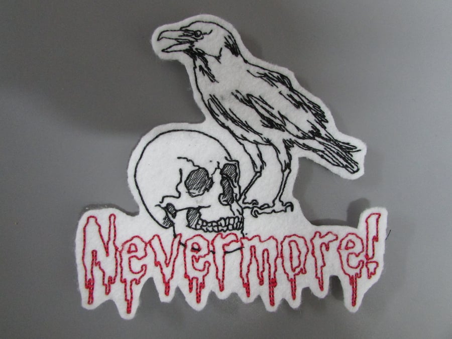 Nevermore Edgar Allen Poe Embroidered Sew on Applique Patch