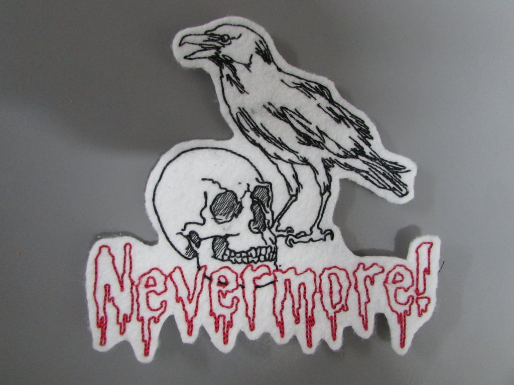 Nevermore Edgar Allen Poe Embroidered Sew on Applique Patch