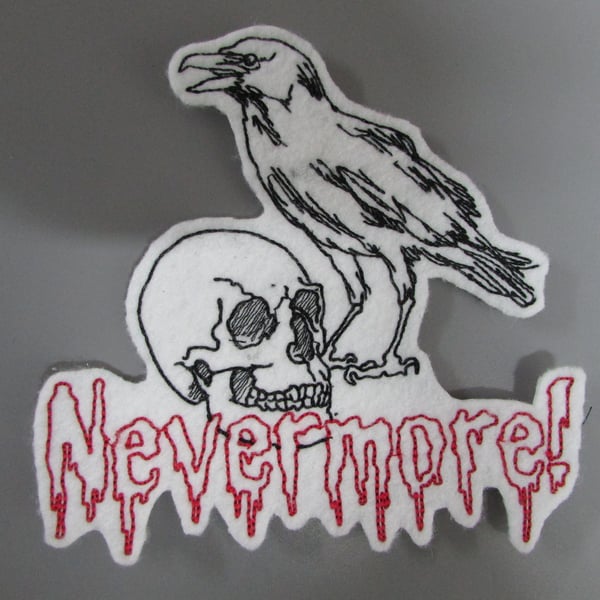 Nevermore Edgar Allen Poe Embroidered Sew on Applique Patch