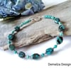 Dainty Natural 12.45 ct Turquoise Bracelet Sterling Silver Medium size 7"inches