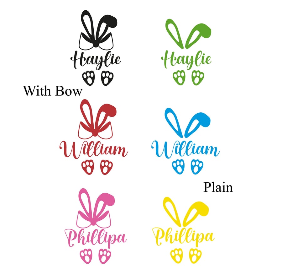 Easter Bunny Personalised Name Vinyl Decal Sticker For Easter Egg Hunts Personal