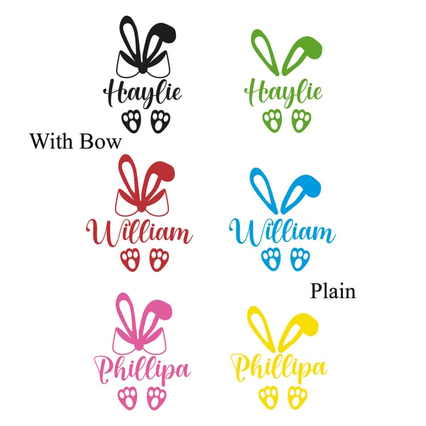 Easter Bunny Personalised Name Vinyl Decal Sticker For Easter Egg Hunts Personal