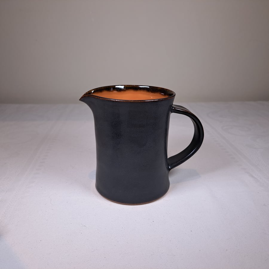 CERAMIC JUG - glazed in burnt orange and charcoal