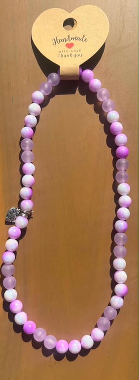 Handmade Lilac Beaded Necklace