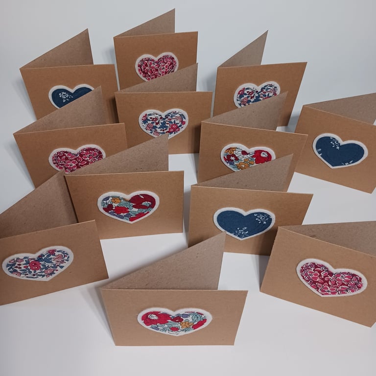 Liberty Fabric Heart Handmade Card