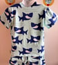 Handmade Toddler Shark Jersey T Shirt & Shorts Set 