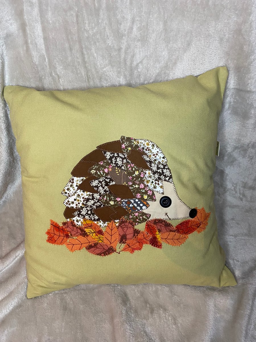 Hedgehog applique cushion