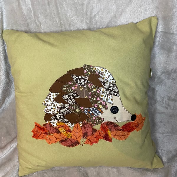 Hedgehog applique cushion
