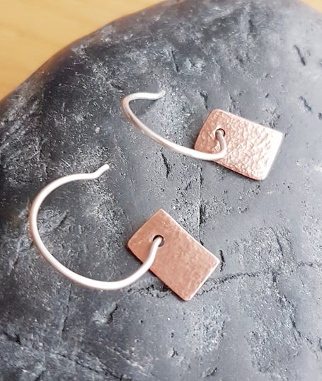 Copper Rectangle Earrings