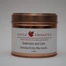 Maple Aromatics Spearmint and Lime Soy Wax Rose Gold 150g Candle Tin