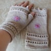 Hand knit lace fingerless gloves