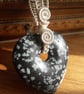 Snowflake Obsidian Heart Reversible Wirewrapped Pendant - Image 3