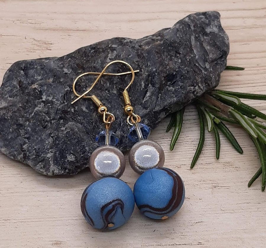 Polymer clay dangly earrings 