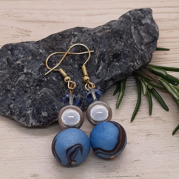 Polymer clay dangly earrings 