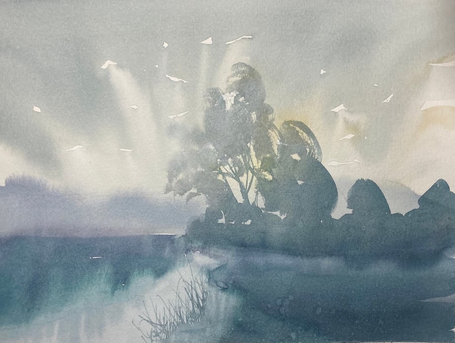 After the rain (Original watercolour) A4 size watercolor, watercolour, watercolo