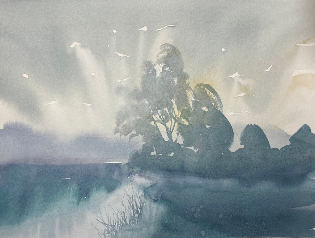 After the rain (Original watercolour) A4 size watercolor, watercolour, watercolo