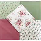 Fat Quarter Bundle - Pink & Green Rose Bud Floral Fabric Mix