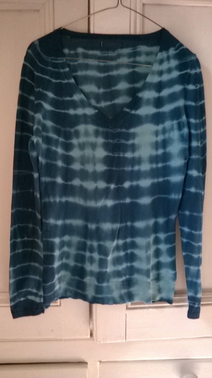 Unique and Hand-Dyed Up-cycled V-neck Jumper.