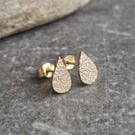 9ct gold teardrop earrings, Raindrop studs
