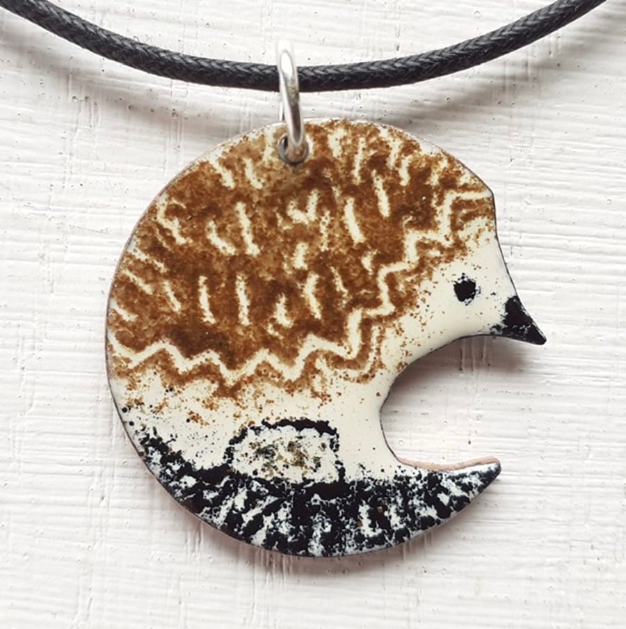 Friendly Hedgehog Pendant in Enamels
