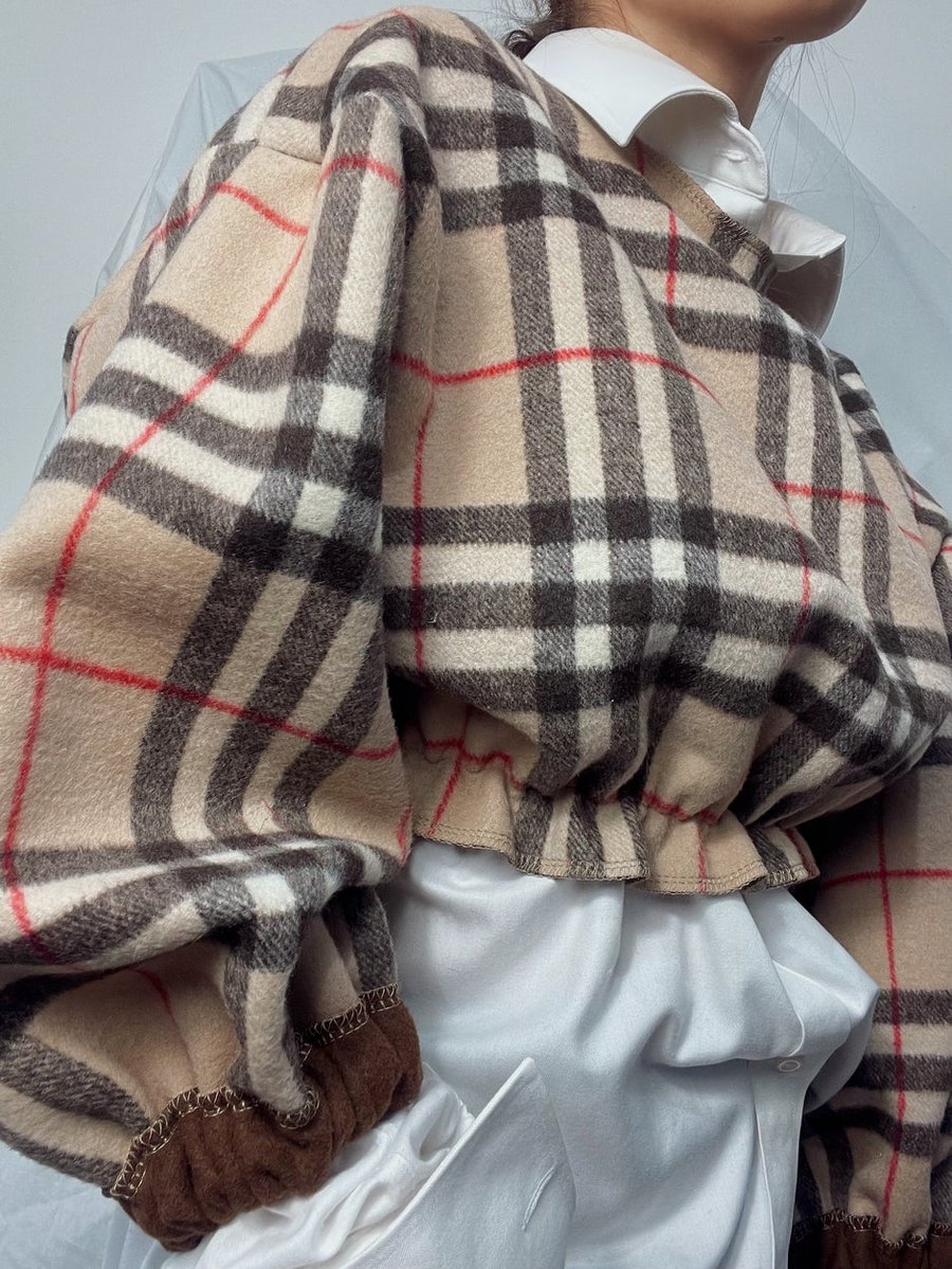 Oversized plaid cropped jumper 