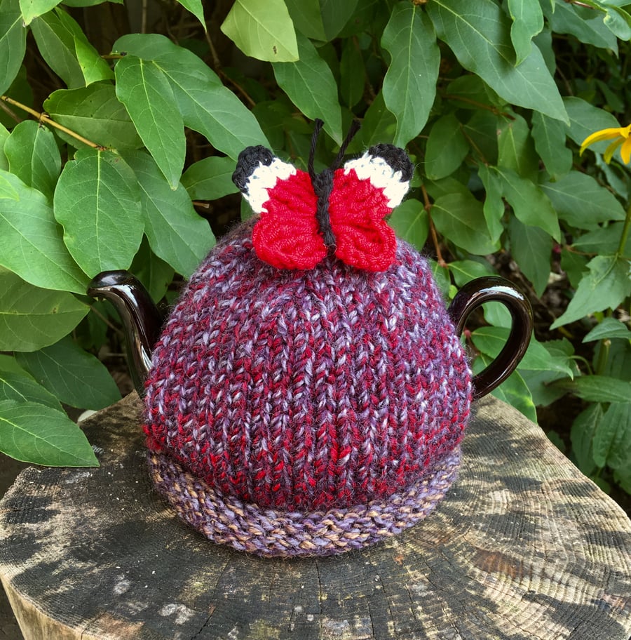 Crochet Butterfly Tea Cosy, Small One Cup Teapot Cozy