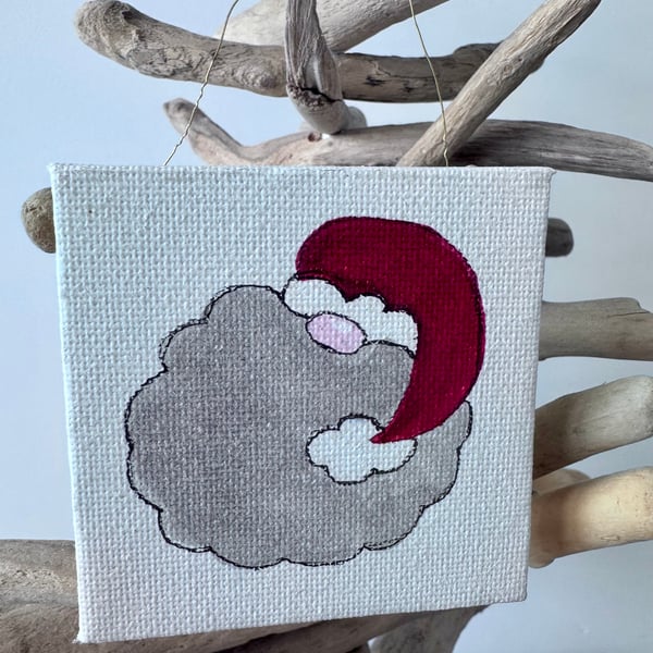 Small Square Canvas Santa Decoration 