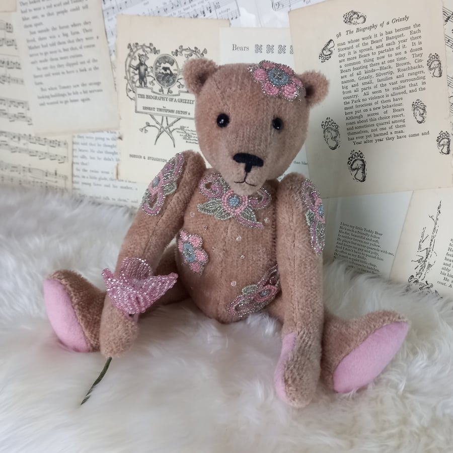 Camelia, a beautiful mohair teddy bear, OOAK