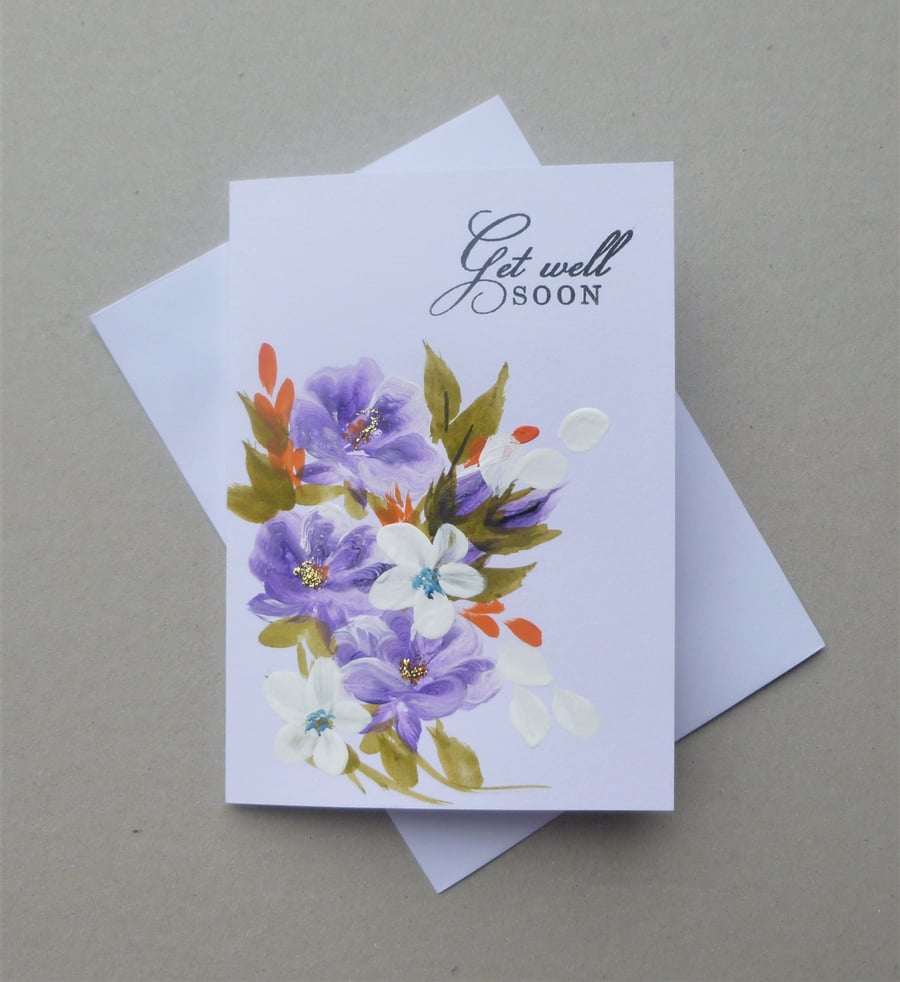 hand painted get well soon greetings card ( ref... - Folksy