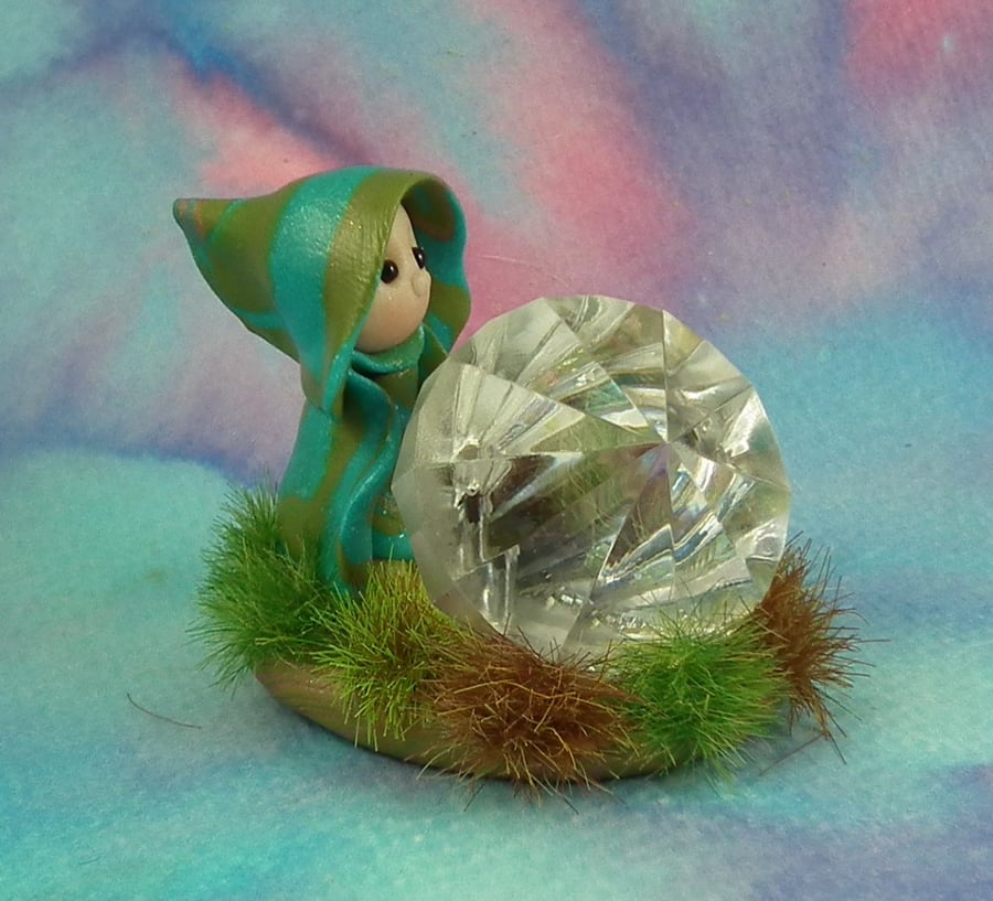 Tiny Garden Gnome 'Rhonda'  Diamond in the rough tableau OOAK Sculpt