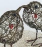 Wire Wren Sculptures On A Wire Heart Stand - Image 2