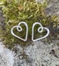 Silver heart stud earrings, infinity hearts
