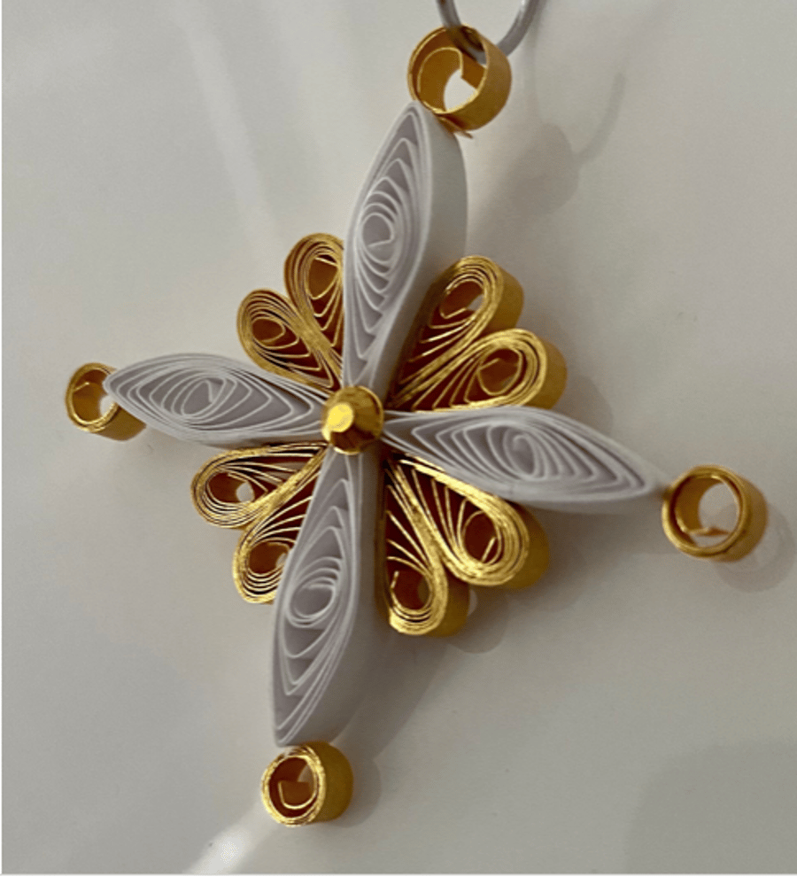 Golden Gilded paper Quilling Christmas Decorations